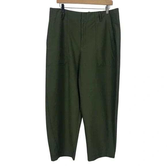 Athleta Skyline High Rise Barrel Leg Pant Aspen Olive Size 16 - Picture 2 of 11